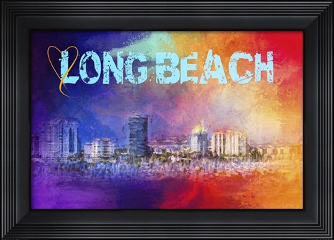 Framed Sending Love To Long Beach Print