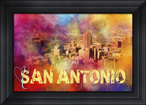 Framed Sending Love To San Antonio Print