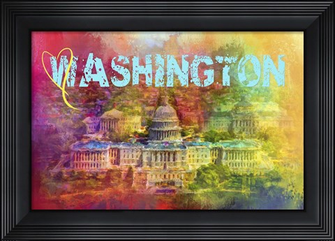 Framed Sending Love To Washington Print