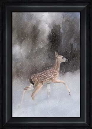 Framed Braving Her First Snow Print