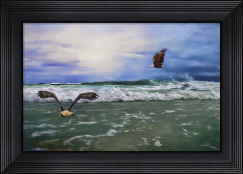 Framed Eagles At Sea Print