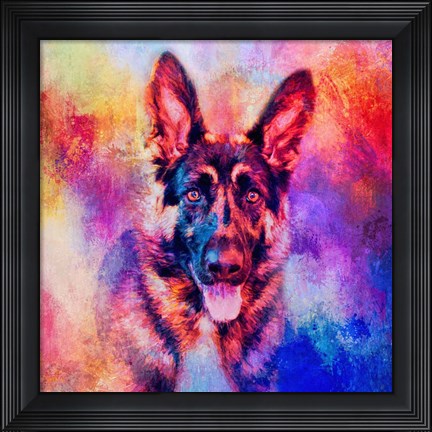 Framed Jazzy German Shepherd Print