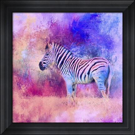 Framed Jazzy Zebra Pink And Purple Print