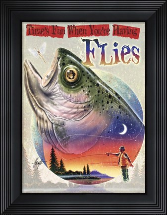 Framed Bass Fly Fish Print