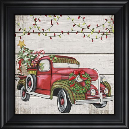 Framed Vintage Christmas Truck-C Print