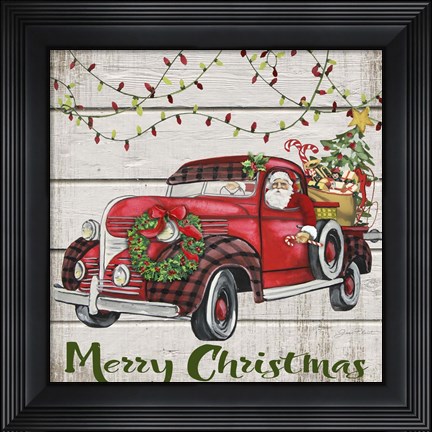 Framed Vintage Christmas Truck-D Print