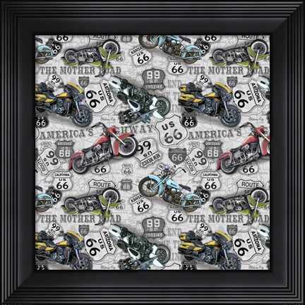 Framed Vintage Motorcycles on Route 66-Z2 Print