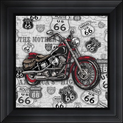 Framed Vintage Motorcycles on Route 66-1 Print
