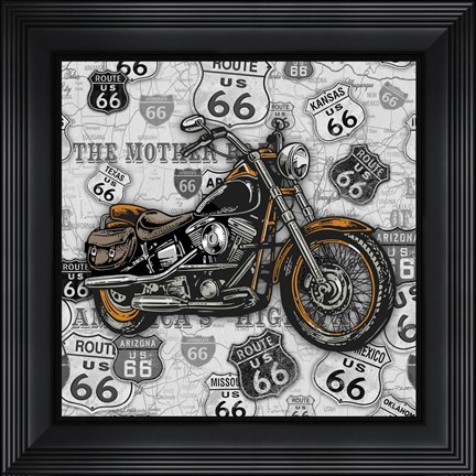Framed Vintage Motorcycles on Route 66-4 Print