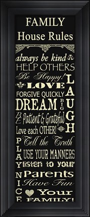 Framed Family Rules Print
