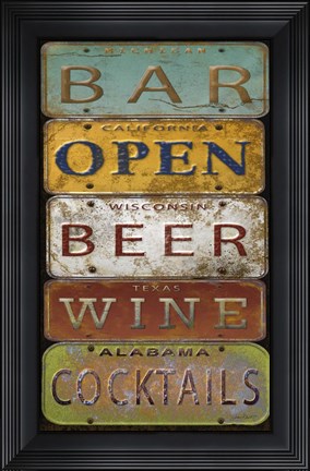 Framed License Plates - Bar Print