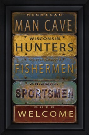 Framed License Plates - Man Cave Print