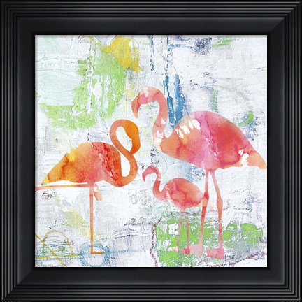 Framed Troical Flamingos Print