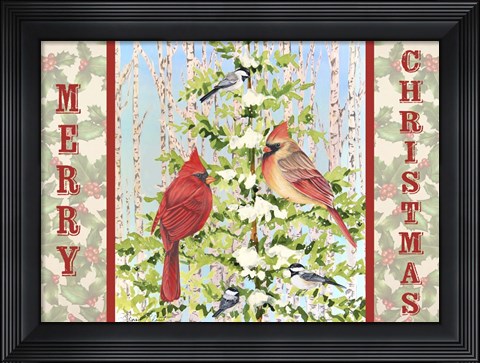 Framed Christmas Birds Print