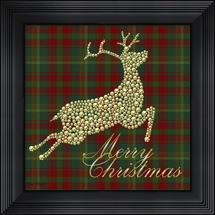 Framed Merry Christmas Plaid - Gold Print
