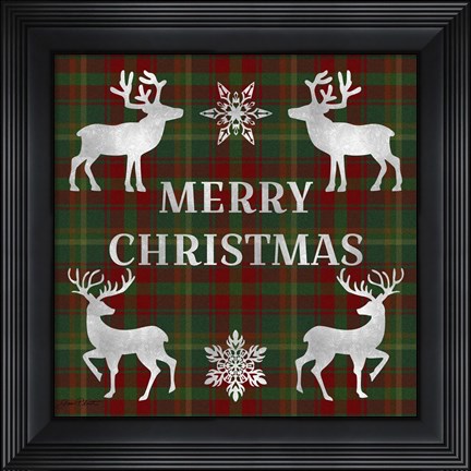 Framed Merry Christmas Plaid - silver Print