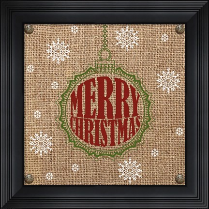 Framed Christmas on Burlap - Merry Christmas 1 Print