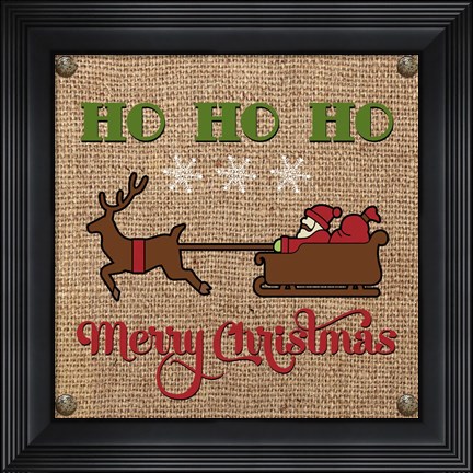 Framed Christmas on Burlap - Ho Ho Ho Print