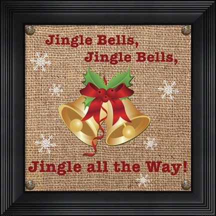 Framed Christmas on Burlap - Jingle Bells Print