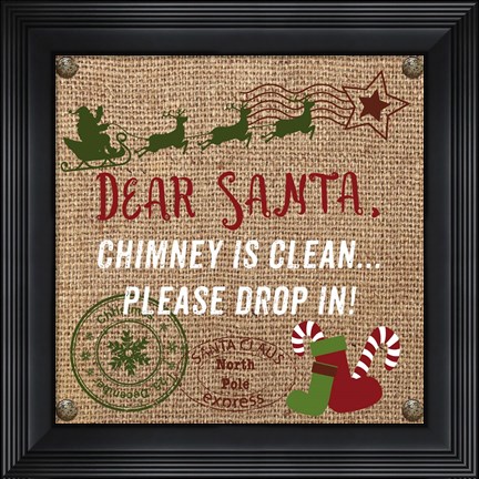 Framed Christmas on Burlap - Dear Santa Print