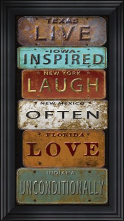 Framed Laugh Live Inspired License Plate Print