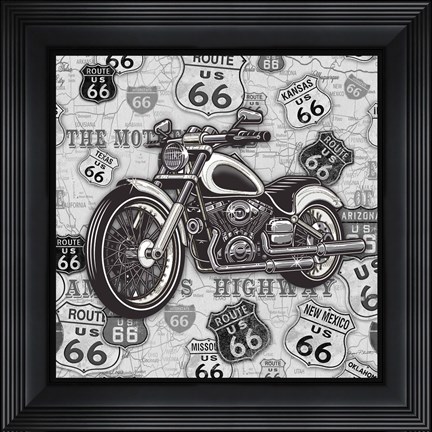 Framed Vintage Motorcycles on Route 66-11 Print