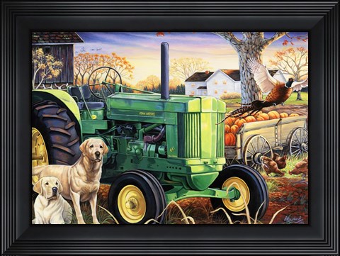 Framed John Deer Pups Print