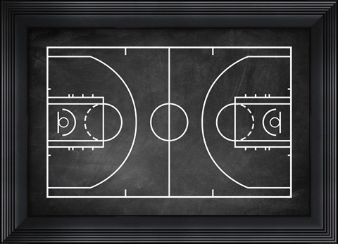 Framed Basketball Court Chalkboard Background Print