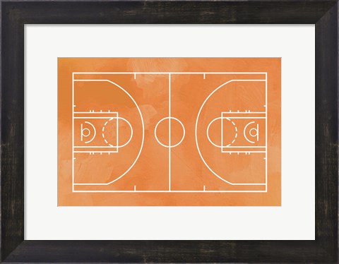 Framed Basketball Court Orange Paint Background Print