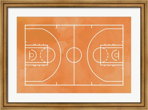 Framed Basketball Court Orange Paint Background Print