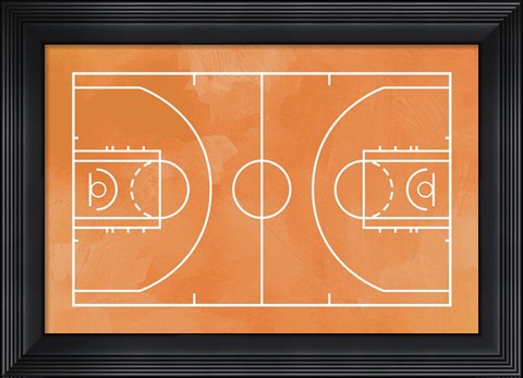 Framed Basketball Court Orange Paint Background Print