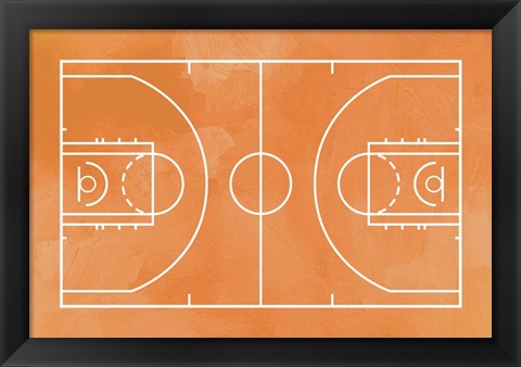 Framed Basketball Court Orange Paint Background Print