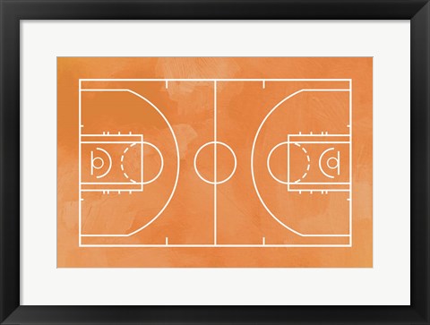 Framed Basketball Court Orange Paint Background Print