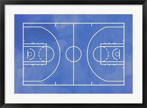 Framed Basketball Court Blue Paint Background Print