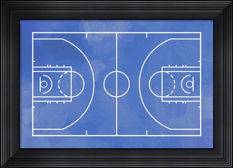 Framed Basketball Court Blue Paint Background Print