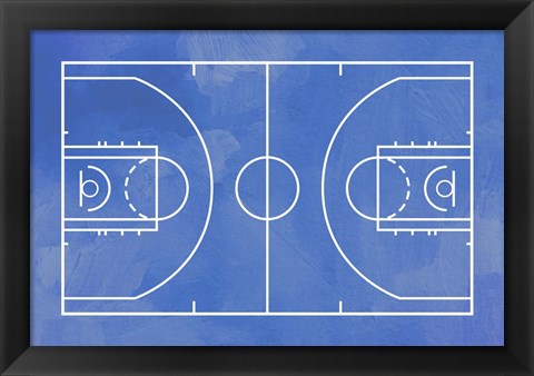 Framed Basketball Court Blue Paint Background Print
