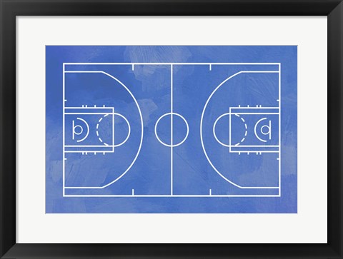 Framed Basketball Court Blue Paint Background Print