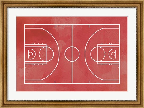 Framed Basketball Court Red Paint Background Print