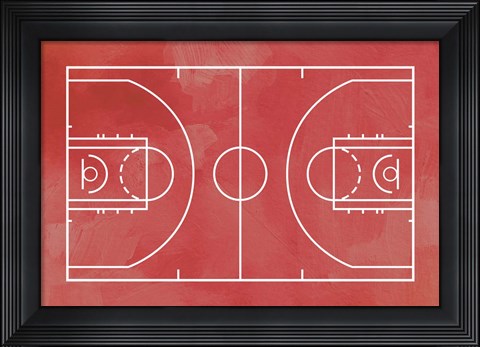 Framed Basketball Court Red Paint Background Print