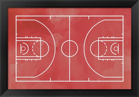 Framed Basketball Court Red Paint Background Print