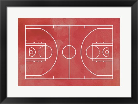 Framed Basketball Court Red Paint Background Print