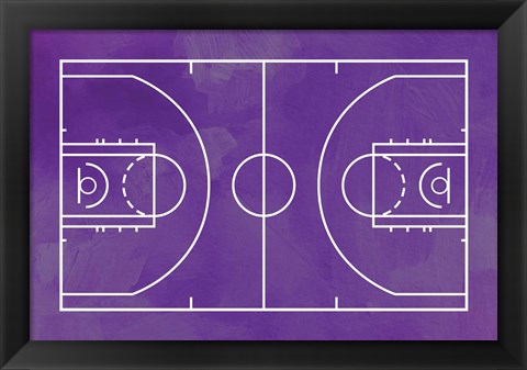 Framed Basketball Court Purple Paint Background Print