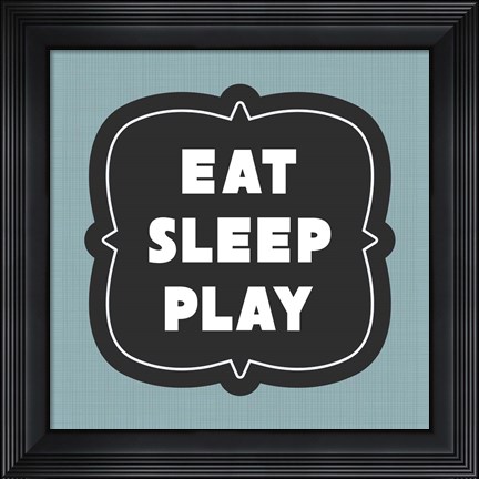Framed Eat Sleep Play Football - Blue Part II Print