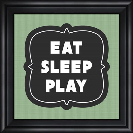Framed Eat Sleep Play Football - Green Part II Print