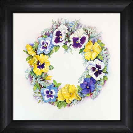 Framed Pansy Wreath Print