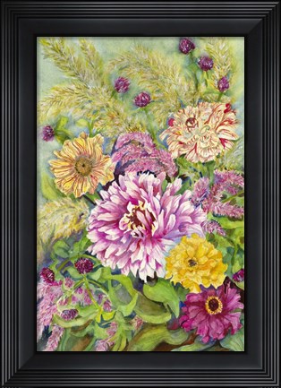 Framed Veriegated Zinnias Print
