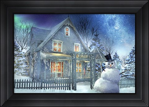 Framed Happy Snowman Print