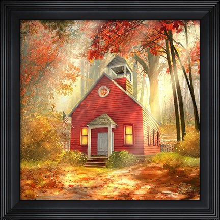 Framed Little Red Schoolhouse Print