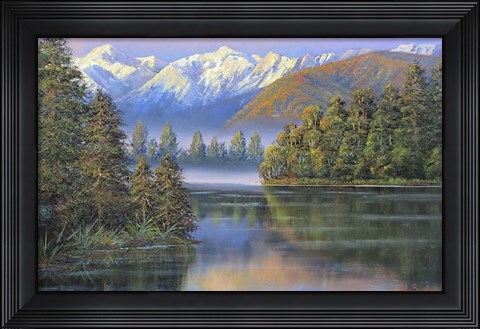 Framed Lake Matheson Reflections Print