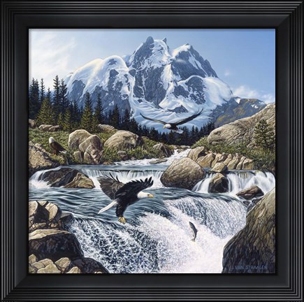 Framed Fishing At Eagle Rocks Print
